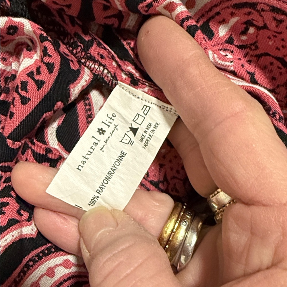 NATURAL LIFE - Burgundy Floral Maxi Dress with Pink Tassel (Large) - Picture 12 of 12